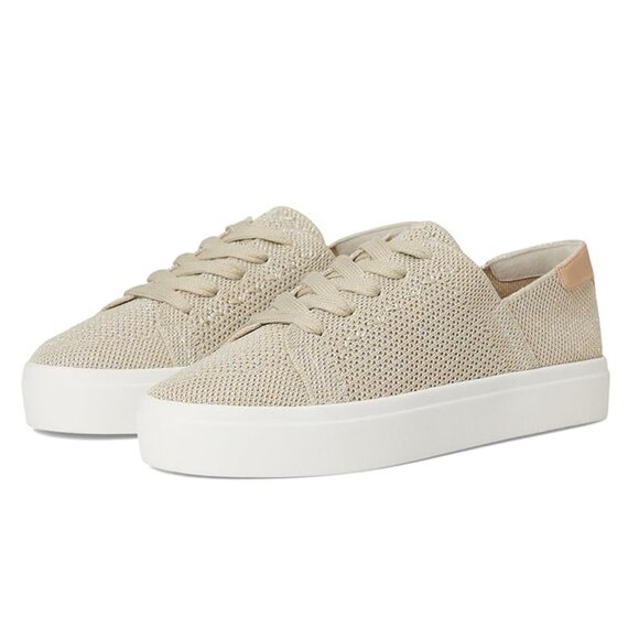 Lucky Brand Talena Knit Platform Sneakers Shimmer Natural Size 7.5 Stretch $79 - Picture 1 of 16